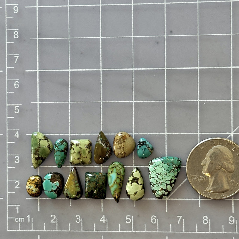 Small Mixed Mixed Bamboo Mountain Turquoise, Set of 13 - Turquoise Moose