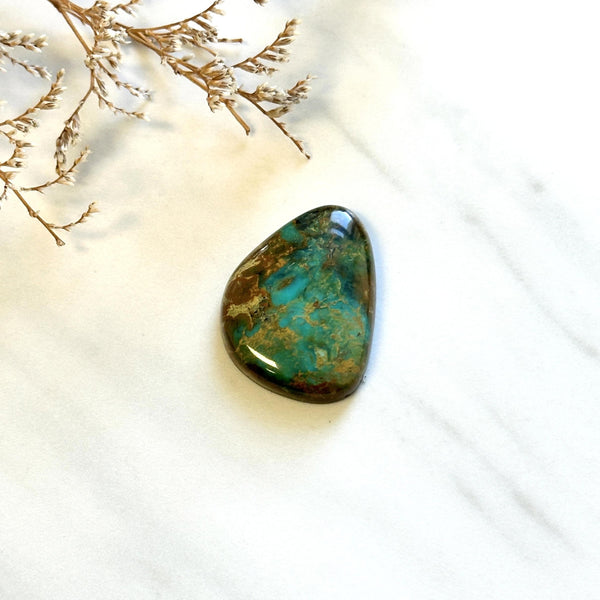 Large Sea Green Freeform Lone Mountain Turquoise Background