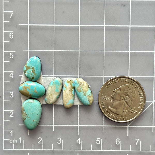 Small Faint Blue Mixed Number 8 Turquoise, Set of 6 Dimensions