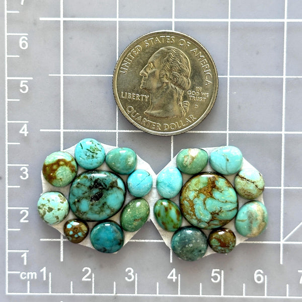 Small Sky Blue Mixed Mixed Turquoise, Set of 18 Dimensions