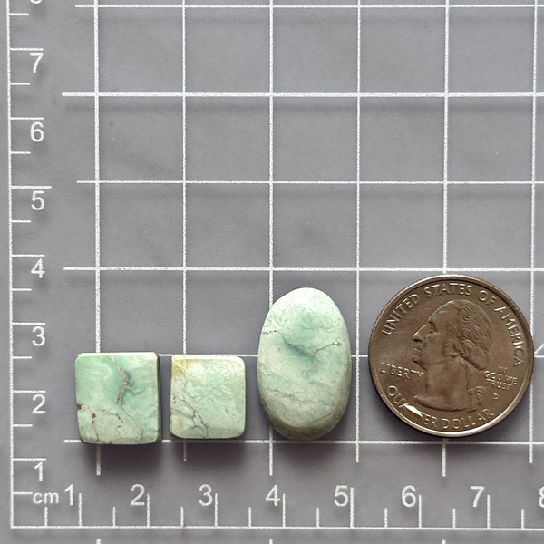 Large Faint Green Mixed Crescent Lake Variscite, Set of 3 Dimensions