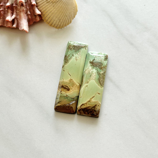 Large Mint Green Bar Crescent Lake Variscite, Set of 2 Background