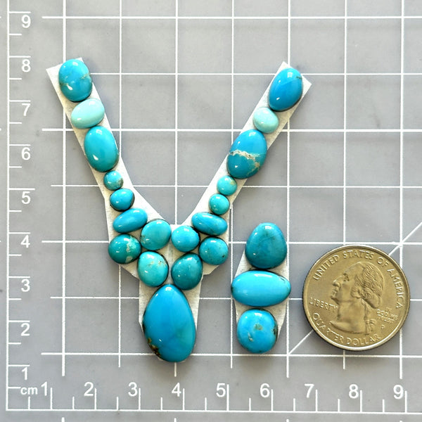 Small Sky Blue Mixed Sleeping Beauty Turquoise, Set of 22 Dimensions