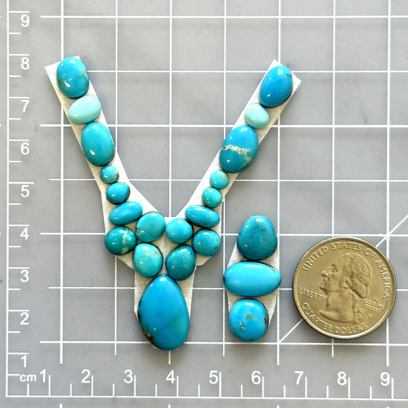 Small Sky Blue Mixed Sleeping Beauty Turquoise, Set of 22 Dimensions