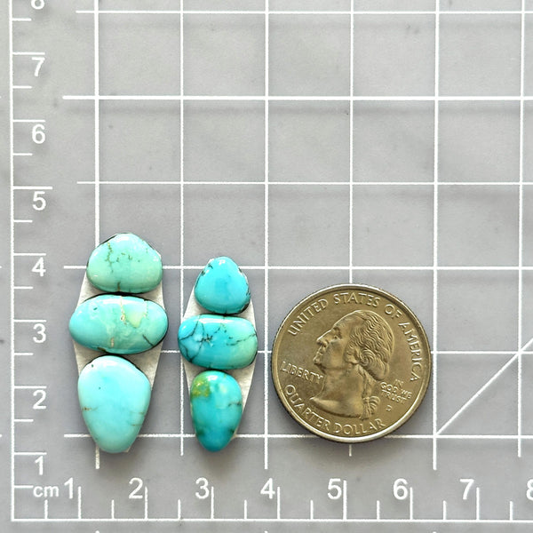 Small Sky Blue Freeform Lone Mountain Turquoise, Set of 6 Dimensions