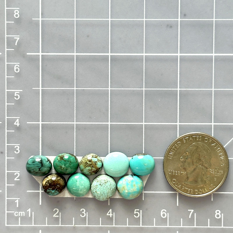 Small Mixed Mixed Mixed Turquoise, Set of 9 Dimensions