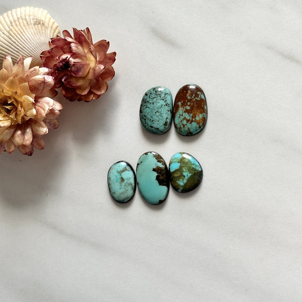 Small Mint Green Mixed Fox Turquoise, Set of 5 Background