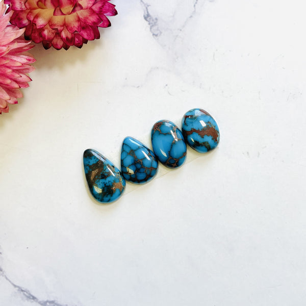 Small Ocean Blue Mixed Prince Egyptian Turquoise, Set of 4 Background