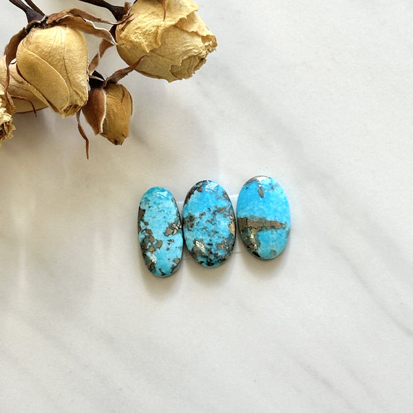 Large Sky Blue Oval Ithaca Peak Turquoise, Set of 3 Background