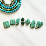 Medium Mint Green Mixed Crescent Lake Variscite, Set of 8 Background