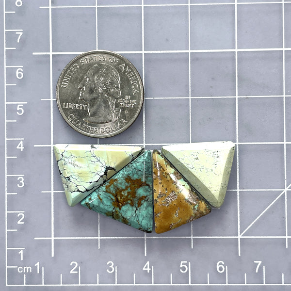 Medium Mixed Triangle Mixed Turquoise, Set of 4 Dimensions