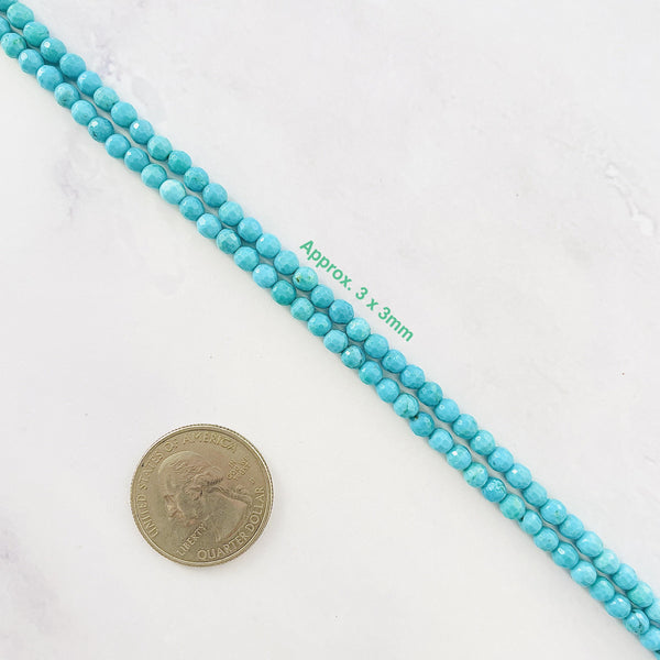 Sky Blue Kingman Turquoise Faceted Beads