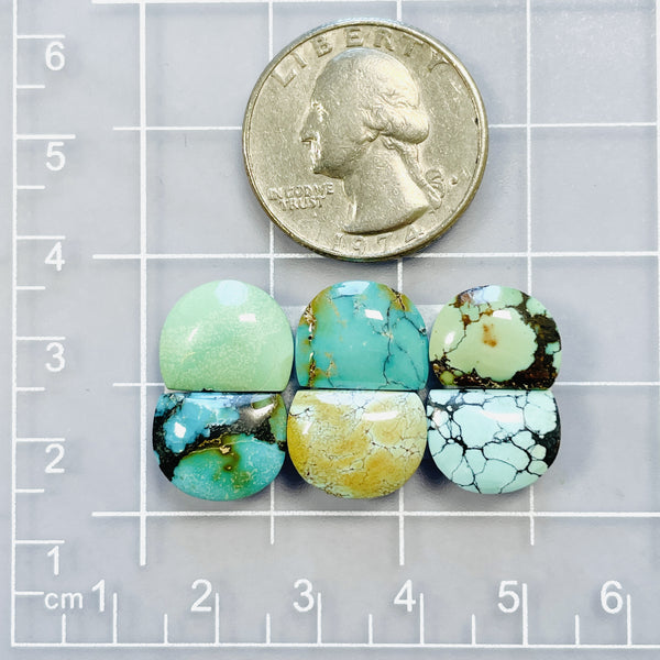 Small Mixed Half Moon Mixed Turquoise, Set of 6 Dimensions