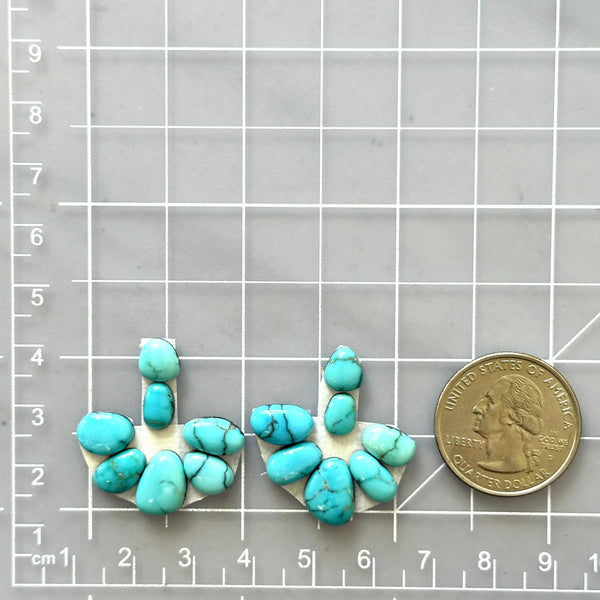 Small Sky Blue Mixed Lone Mountain Turquoise, Set of 14 Dimensions
