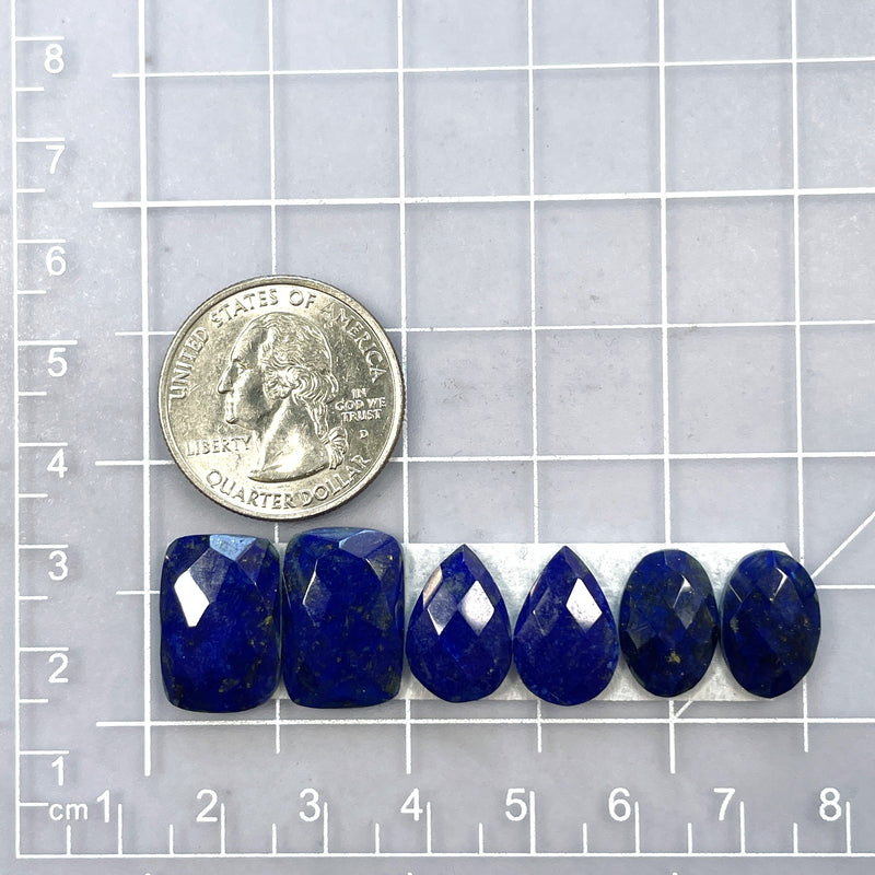 Small Deep Blue Mixed Lapis Lazuli, Set of 6 Dimensions