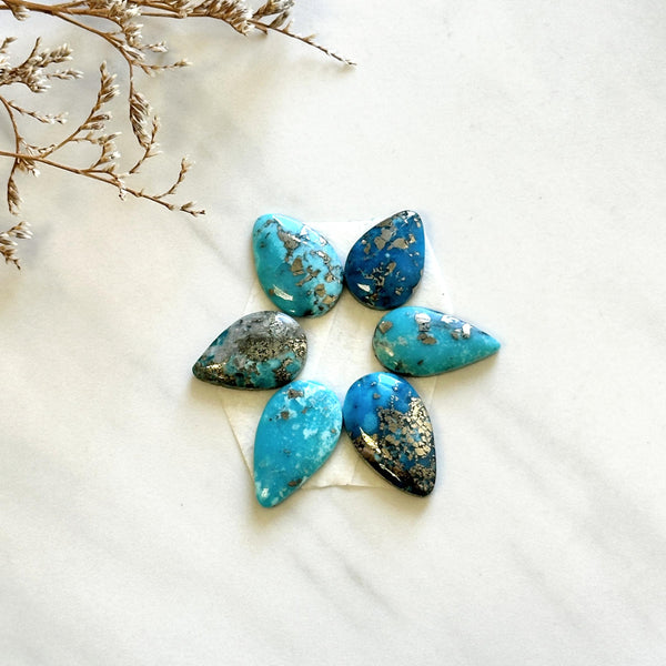 Small Sky Blue Freeform Ithaca Peak Turquoise, Set of 6 Background