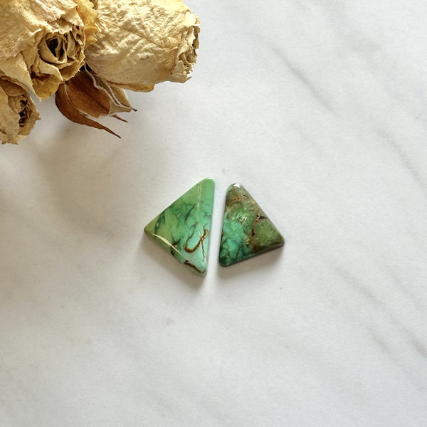 Medium Lime Green Triangle Crescent Lake Variscite, Set of 2 Background