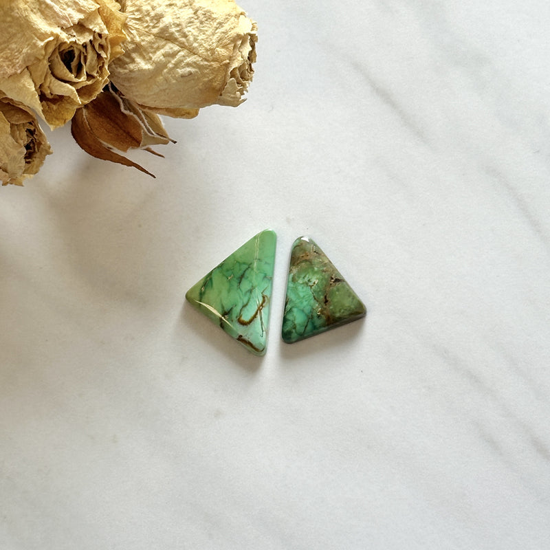 Medium Lime Green Triangle Crescent Lake Variscite, Set of 2 Background