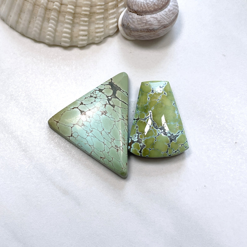 Large Faint Green Mixed Treasure Mountain Turquoise, Set of 2 Background