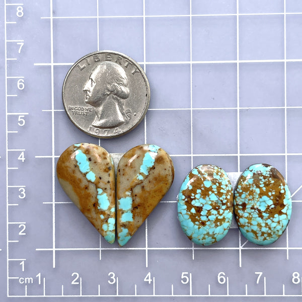 Large Sky Blue Mixed Yungai Turquoise, Set of 4 Dimensions