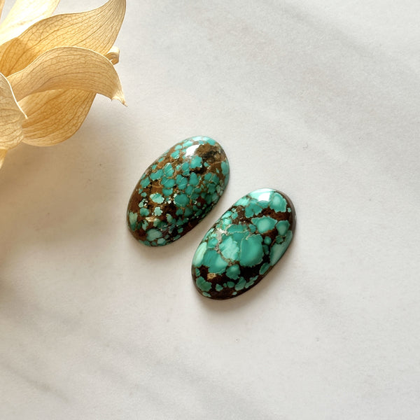 Large Sea Green Oval Namtso Lake Turquoise, Set of 2 Background