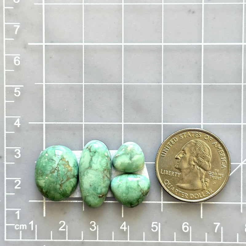 Medium Mint Green Mixed Broken Arrow Variscite, Set of 4 Dimensions