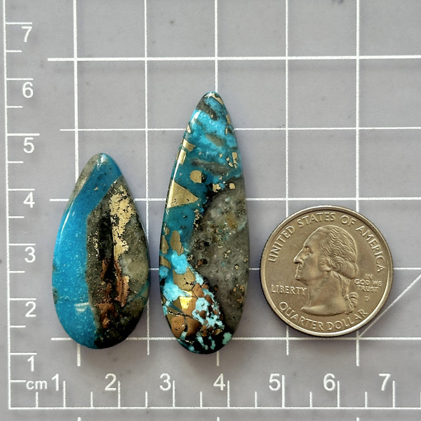 Large Ocean Blue Teardrop Ithaca Peak Turquoise, Set of 2 Dimensions