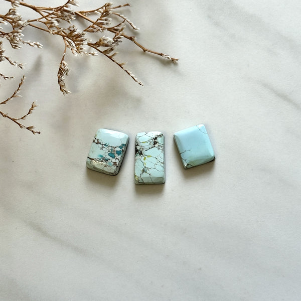 Small Faint Blue Mixed Sand Hill Turquoise, Set of 3 Background