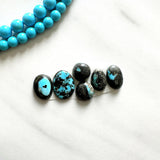 Small Sky Blue Oval Blue Moon Turquoise, Set of 6 Background