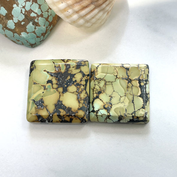 Large Pale Brown Square Treasure Mountain Turquoise, Set of 2 Background