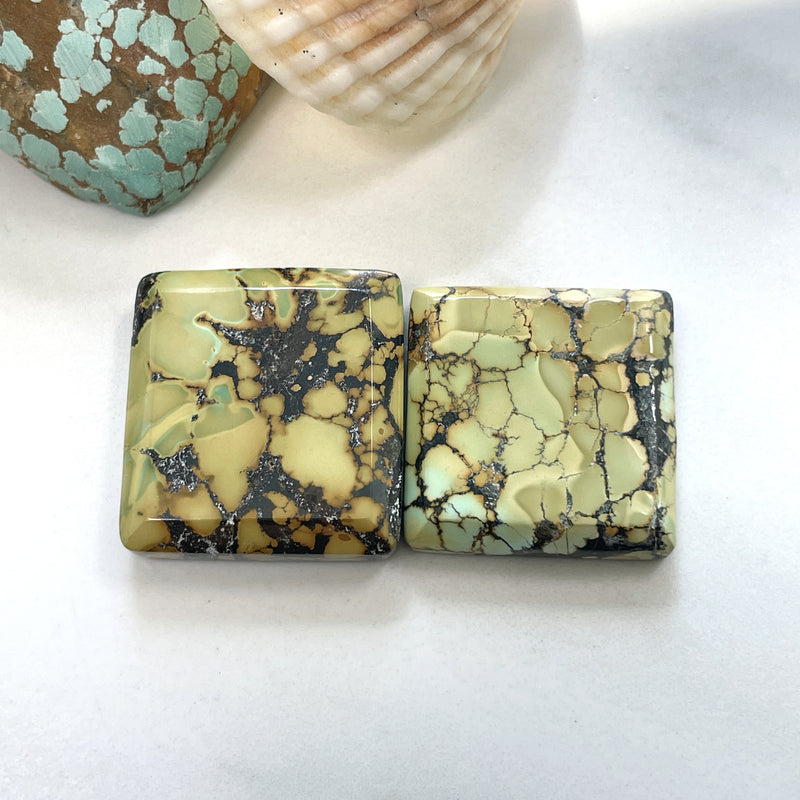 Large Pale Brown Square Treasure Mountain Turquoise, Set of 2 Background