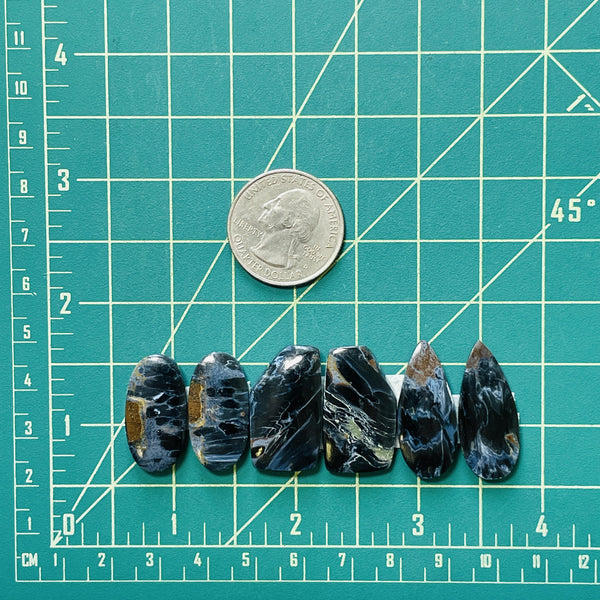 Large Deep Blue Mixed Shattuckite, Set of 6 Dimensions