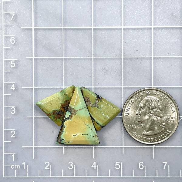 Medium Yellow Triangle Treasure Mountain Turquoise, Set of 3 Dimensions