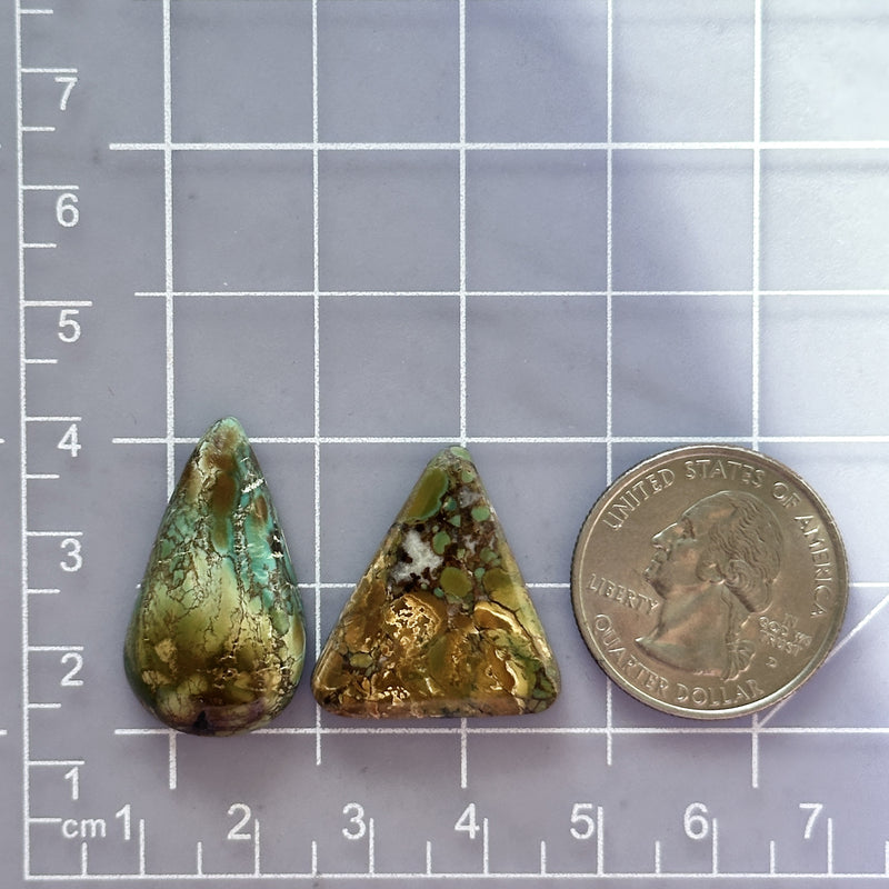 Large Sea Green Mixed Crescent Lake Variscite, Set of 2 Dimensions
