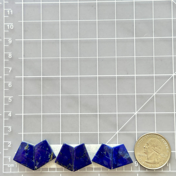 Small Deep Blue Trapezoid Lapis Lazuli, Set of 6 Dimensions