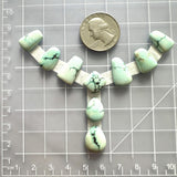 Small Faint Blue Mixed Sand Hill Turquoise, Set of 9 Dimensions