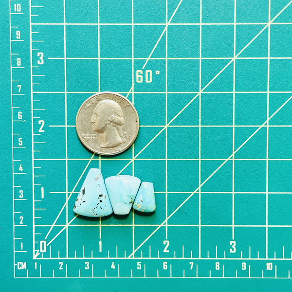 Small Sky Blue Petal Lone Mountain Turquoise, Set of 3 Dimensions