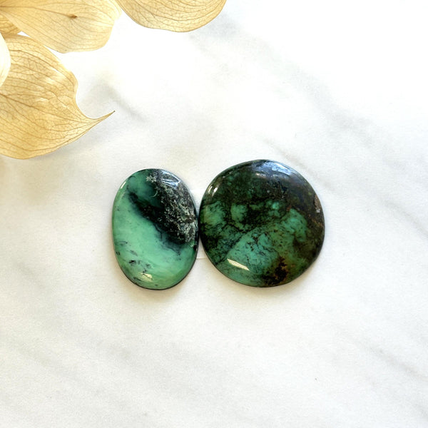Large Sea Green Mixed Crescent Lake Variscite, Set of 2 Background