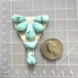 Small Sky Blue Mixed Sand Hill Turquoise, Set of 7 Dimensions