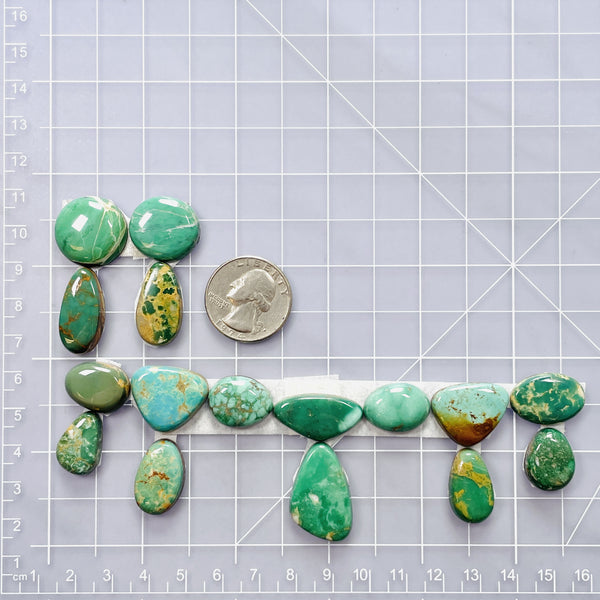 Small Mixed Mixed Royston Turquoise, Set of 16 Dimensions