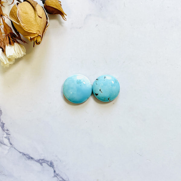 Small Sky Blue Round Lone Mountain Turquoise, Set of 2 Background