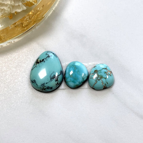 Small Sky Blue Freeform Carico Lake Turquoise, Set of 3 Background