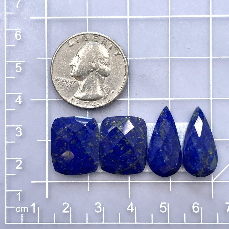 Medium Deep Blue Mixed Lapis Lazuli, Set of 4 Dimensions