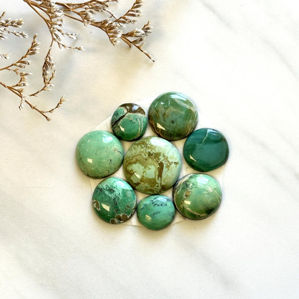 Small Mixed Round Crescent Lake Variscite, Set of 8 Background