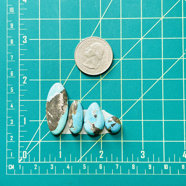 Mixed Sky Blue Mixed Carico Lake Turquoise, Set of 4 Dimensions