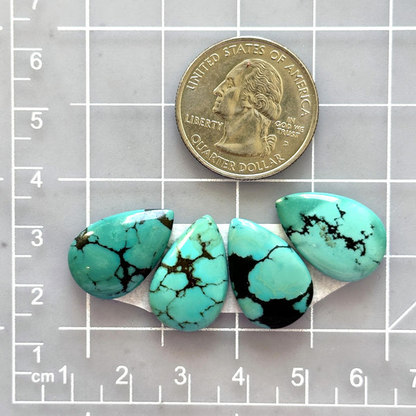 Medium Sea Green Teardrop Yungai Turquoise, Set of 4 Dimensions