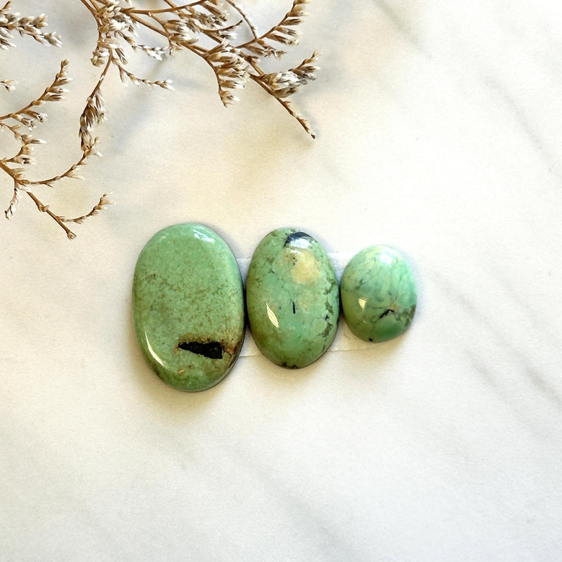 Large Mint Green Mixed Crescent Lake Variscite, Set of 3 Background