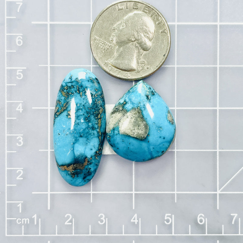 Large Sky Blue Mixed Ithaca Peak Turquoise, Set of 2 Dimensions
