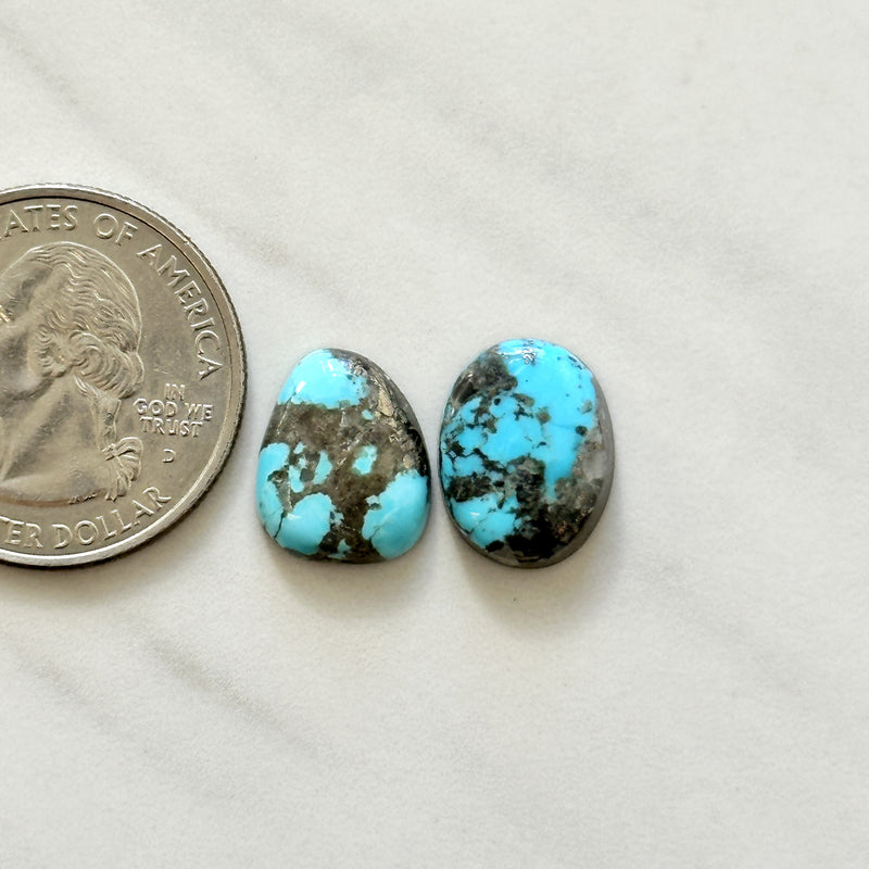 Small Sky Blue Mixed Bisbee Turquoise, Set of 2 Dimensions