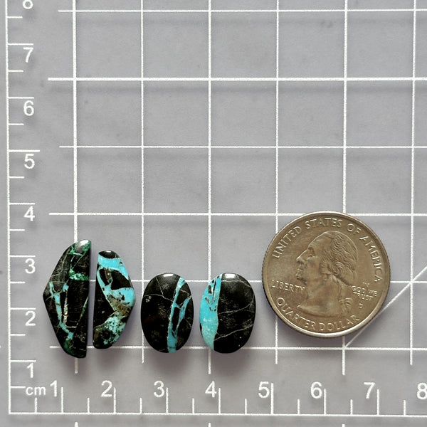 Small Sky Blue Mixed Blue Moon Turquoise, Set of 4 Dimensions